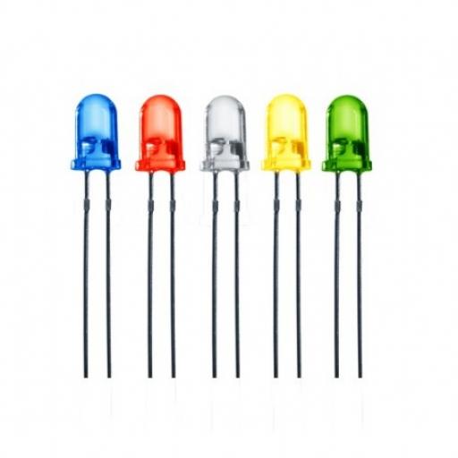 Led 3Mm- Mixed Red, Yellow, Green, White & Blue 2V 20Ma (5 Of Each, Total Qty 25)