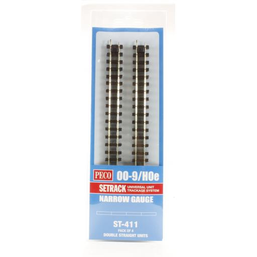 St-411 Oo-9/Hoe Double Straight Units (Pack Of 4) Peco
