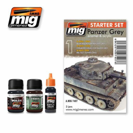 Mig 7407 Panzer Grey Tank Colours Acrylic & Enamel Paint Set