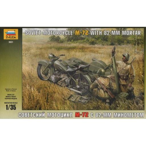3651 Soviet Motocycle M-72 W/82Mm Mortar 1:35 Zvezda