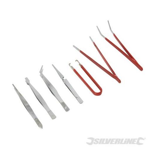 7Pc Tweezer Set Stainless Steel