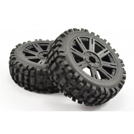 Fast1001B 1/8 Rock Block 8 Spoke Buggy Wheels & Tyres