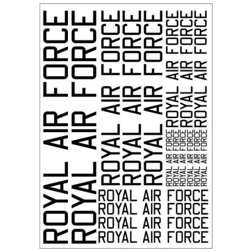 Lettering Royal Air Force 7 - 21Mm Matt White (Black Shown For Visability Reasons) Becc Vinyl Decals