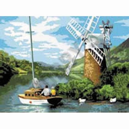 Pal7 Windmill On River Painting By Numbers