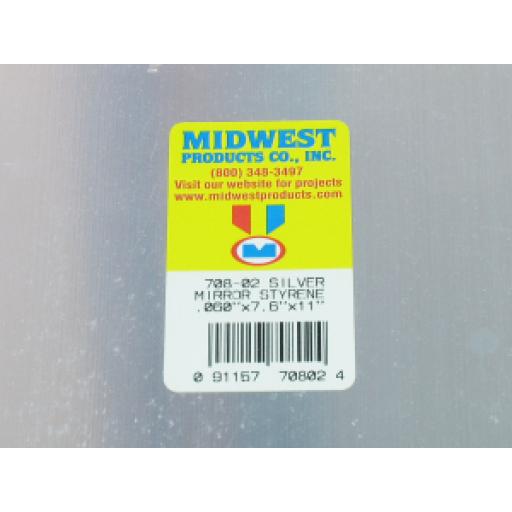 708-02 Midwest Silver Mirror Styrene 060'' X 7.6 X 11''