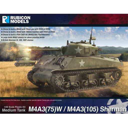 280111 Sherman M4A3 (75)W / 105Mm 1:56 Rubicon