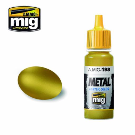 Mig 198 Gold Metal Colour Acrylic Paint 17Ml