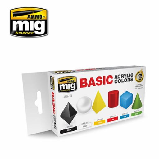 Mig 7178 Basic Colours Acrylic Paint Set