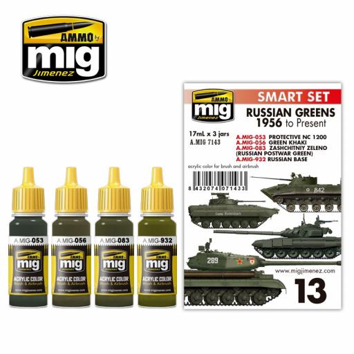 Mig 7143 Russian Greens 1956 To Present Smart Set Acrylic Paint Set
