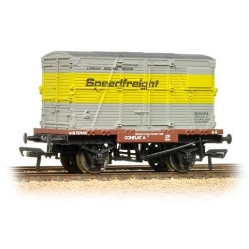 37-952 Conflat With Bd Container Speedfreight Grey & Yellow