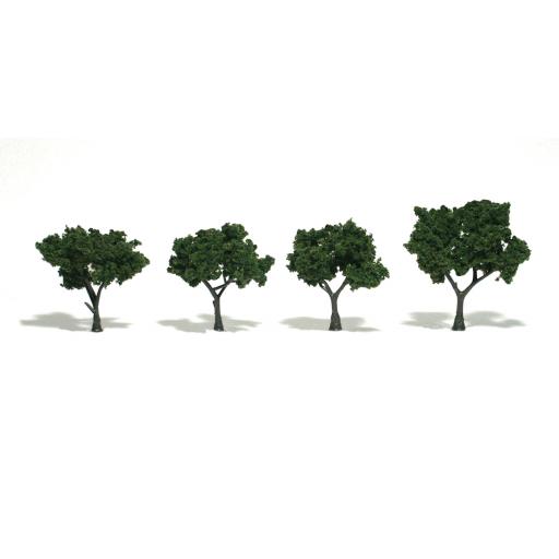 Tr1504 2'' - 3'' Medium Green Realistic Trees X4 Woodland Scenics