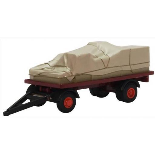 76Ctr002 Canvassed Trailer Maroon / Red Oxford 1:76