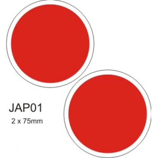 Jap01 (125Mm X2) Roundels Red / White Becc Vinyl Decals