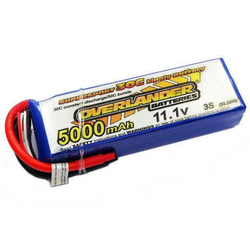 11.1V 5000Ma 35C Li-Poly Battery Deans Plug Fitted