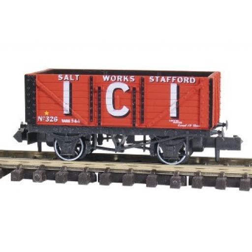 Nr-P102B Coal, 7 Plank, I.C.Isalt Works, Red, No.330 Wagon Peco