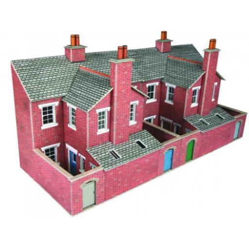Po276 Low Relief Terraced House Backs Red Brick (Oo/Ho Gauge) Metcalfe