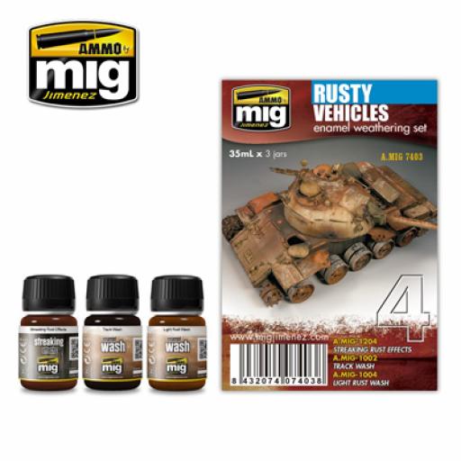 Mig 7403 Rusty Vehicles Enamel Weathering Set