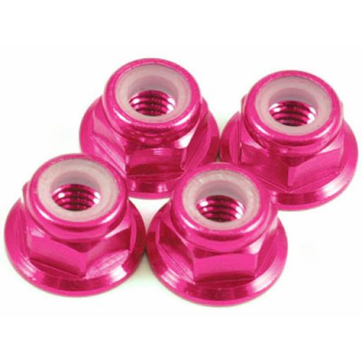 Fastm4F Pink M4 Flanged Aluminium Locknuts