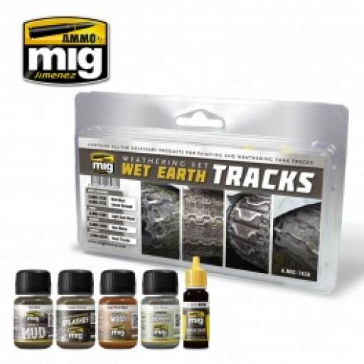 Mig 7438 Wet Earth Tracks Weathering Set Acrylic Paint Set