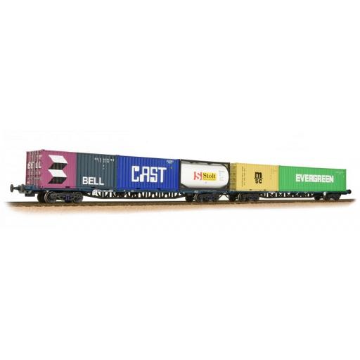 38-627 Fda Freightliner Wagons (X2) Br Blue With Maritime Containers Bachmann