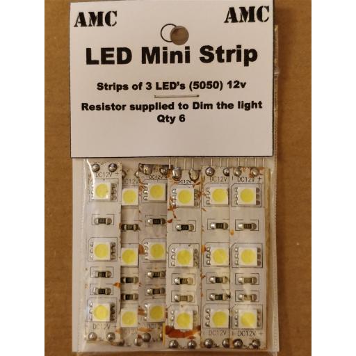 Led Mini Strips 3 Led'S 12V With Dimming Resistors (Qty6)