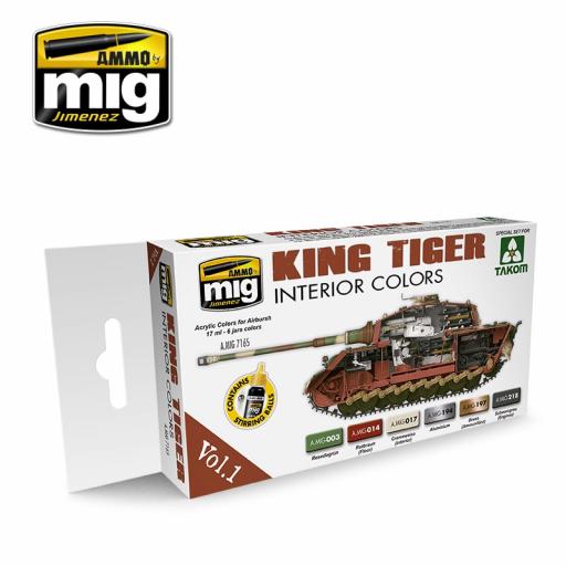 Mig 7165 King Tiger Interior Colours Tanks Acrylic Paint Set