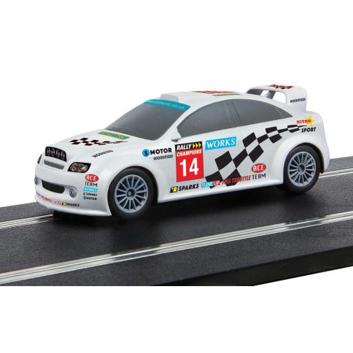 C4116 White Rally Car Team Modified Scalextric Start