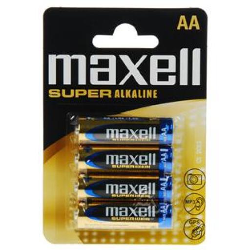 4 X Aa Maxell Super Alkaline Batteries
