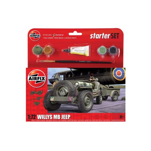 A55117 Willys Jeep Mb Trailer & Howitzer 1:72 Airfix Starter Set