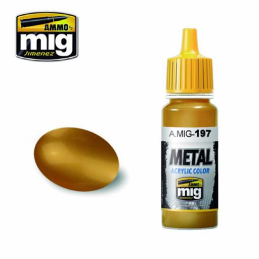 Mig 197 Brass Metal Colour Acrylic Paint 17Ml