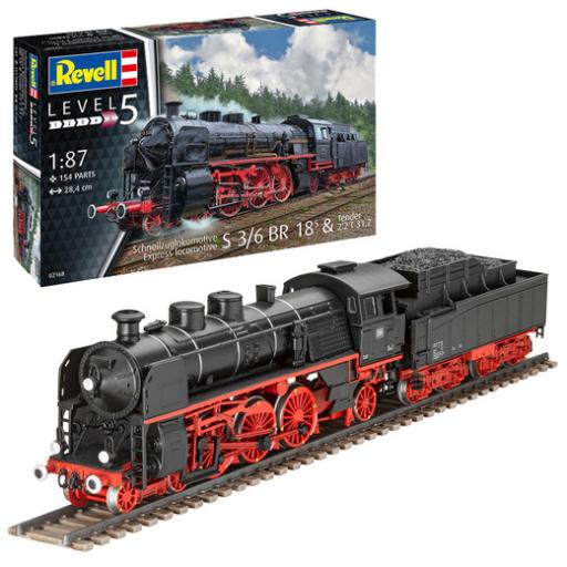 02168 EXPRESS LOCOMOTIVE S3/6 BR 18 WITH TENDER 1:87 REVELL