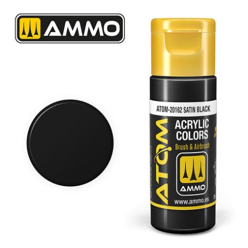 MIG ATOM 20162 SATIN BLACK ACRYLIC PAINT 20ml MIG 032