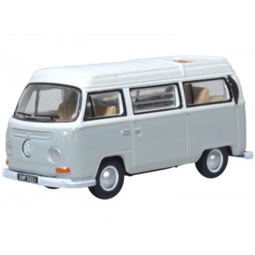 76VW032 VW BAY WINDOW CAMPER SILVER GREY/WHITE 1:76 OXFORD